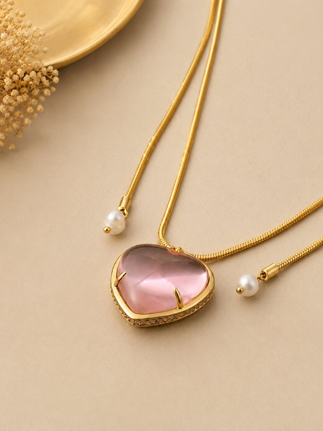 Pink Heart Crystal Pendant