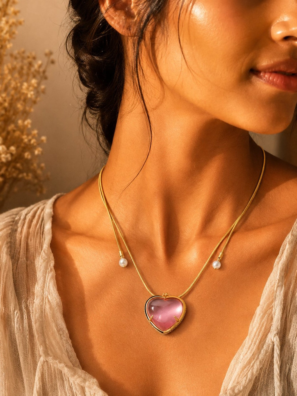Pink Heart Crystal Pendant