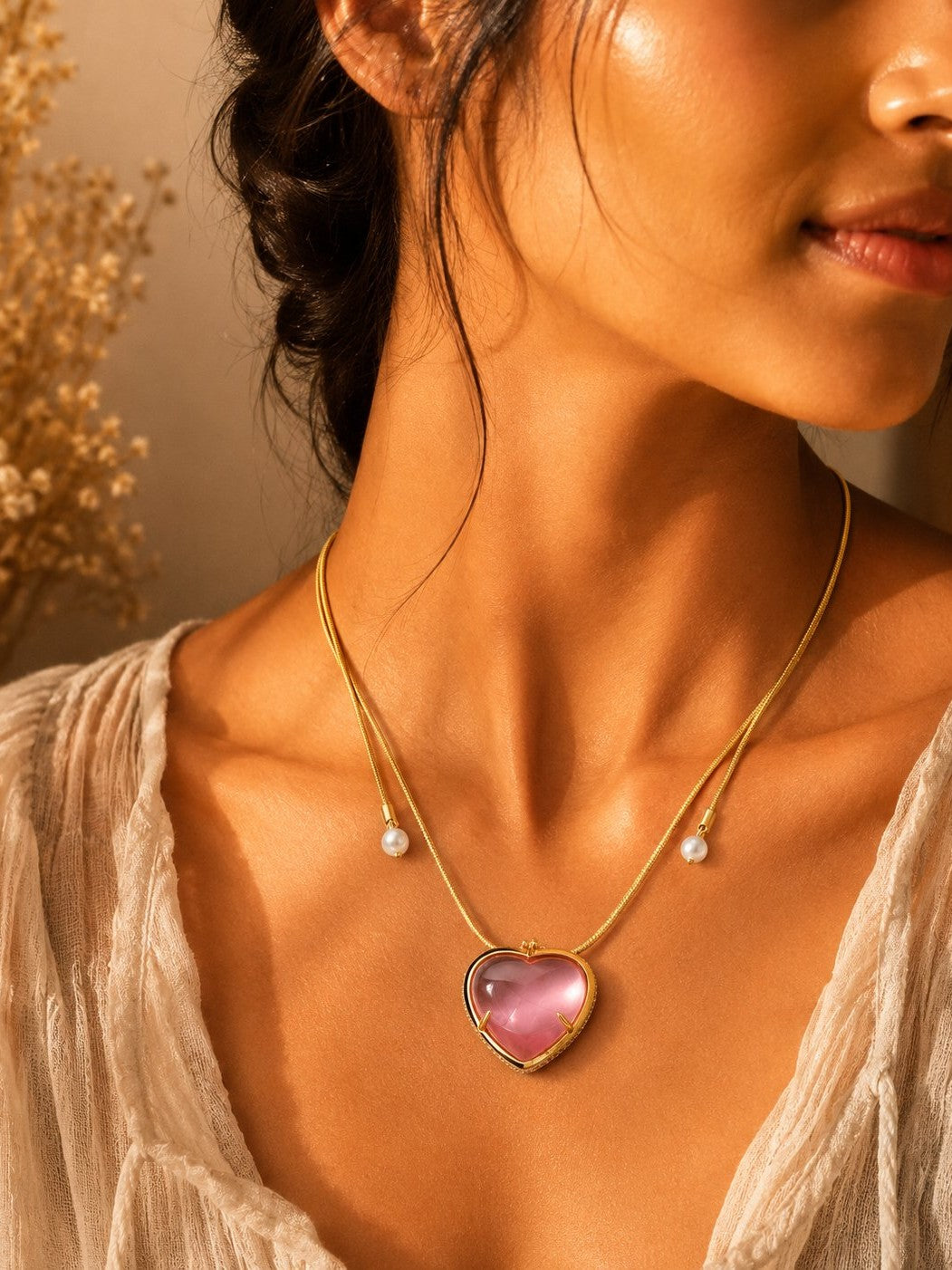 Pink Heart Crystal Pendant