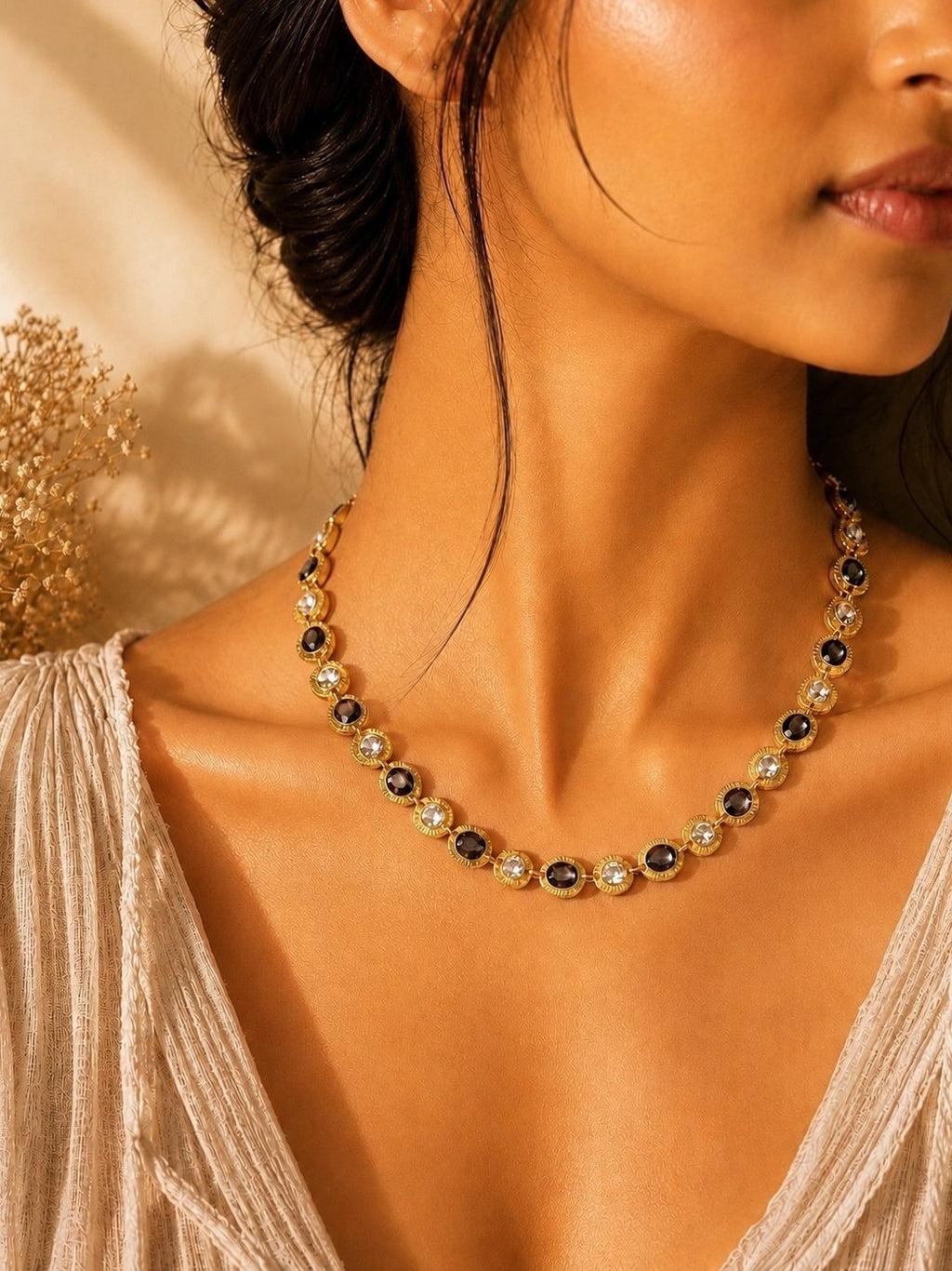 Smoky Crystal Oval Choker