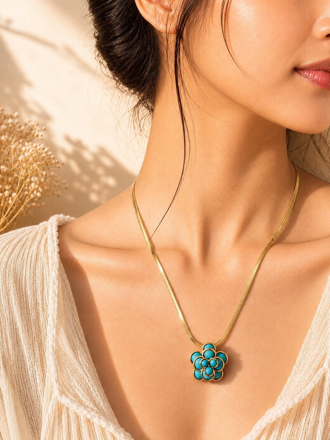 Turquoise Flower Pendant