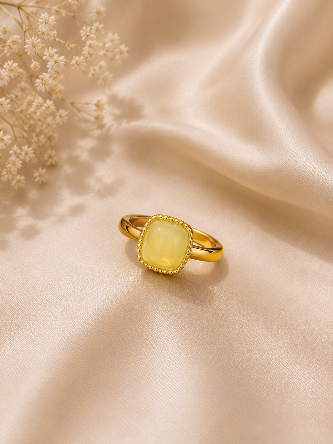 Golden Glow Cushion Ring