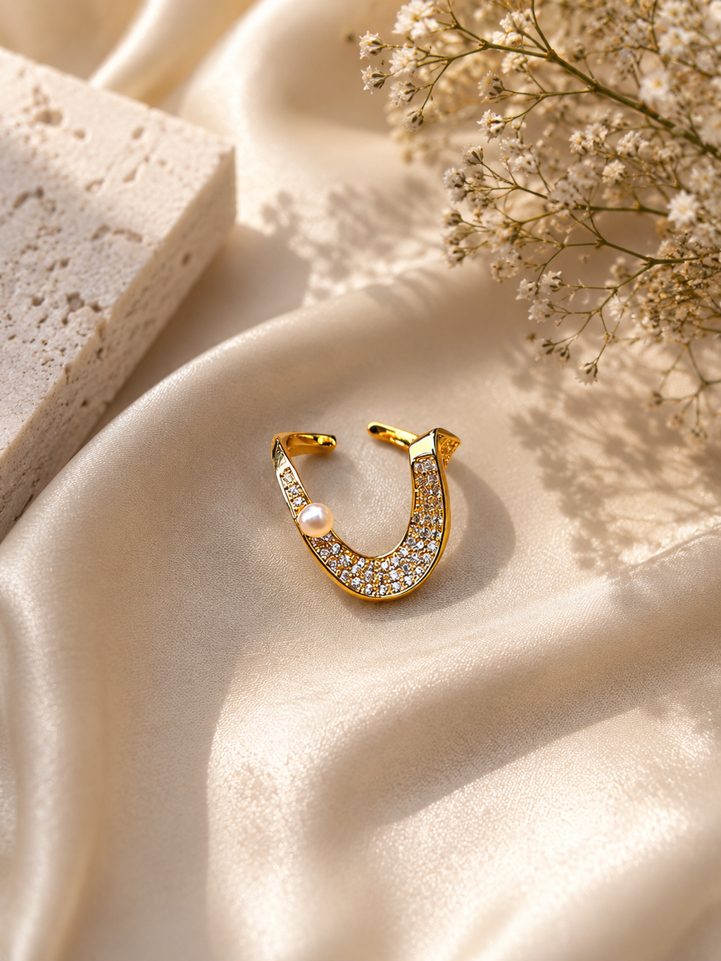 Celeste Pearl Arc Ring