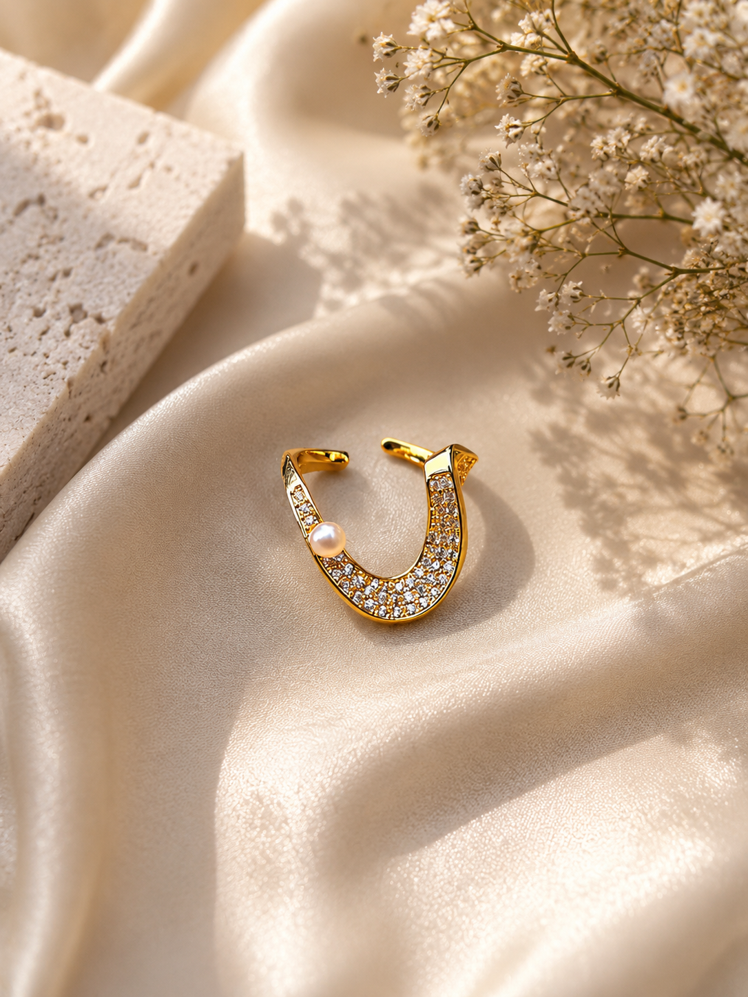 Celeste Pearl Arc Ring