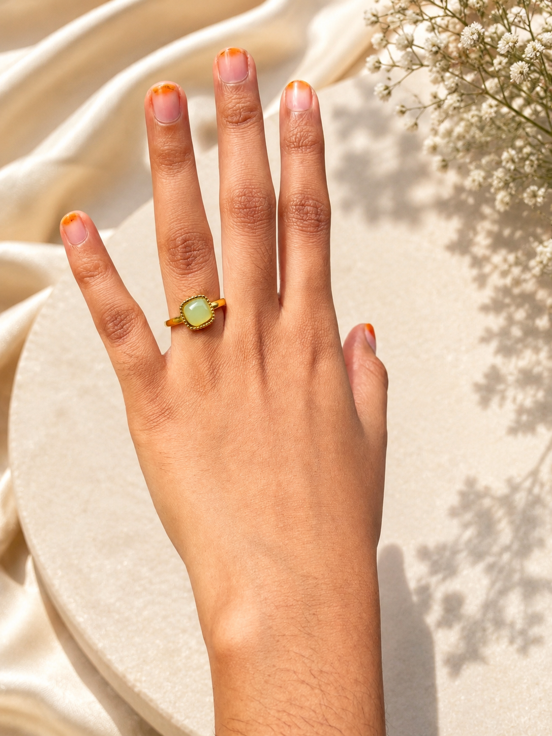 Golden Glow Cushion Ring