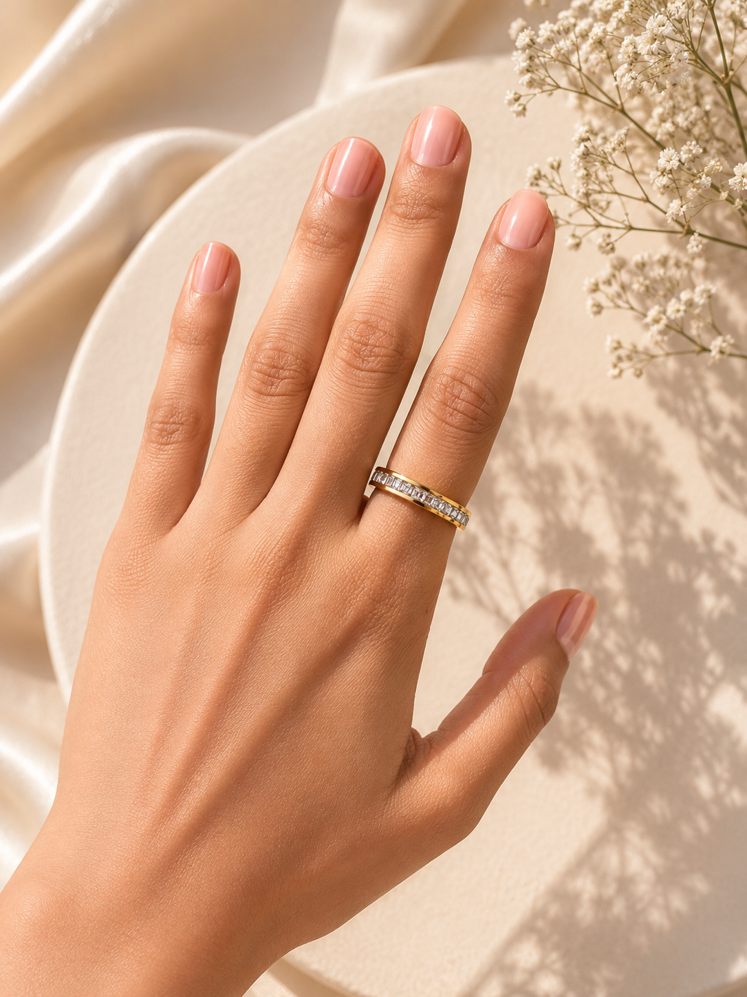 Radiant Crystal Gold Ring