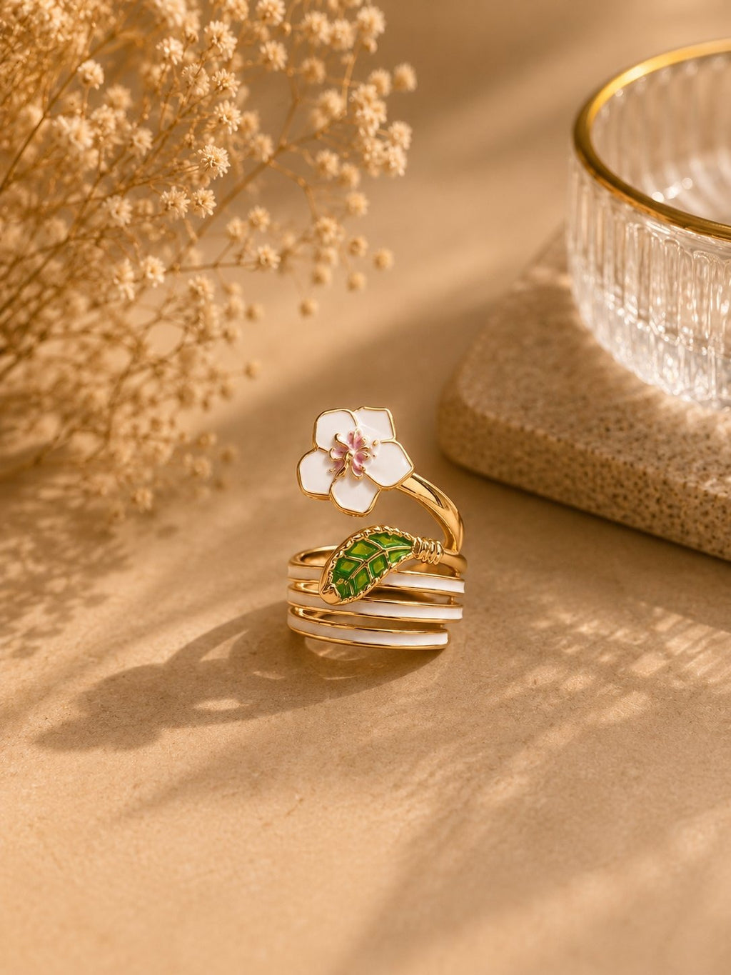 White Blossom Wrap Ring