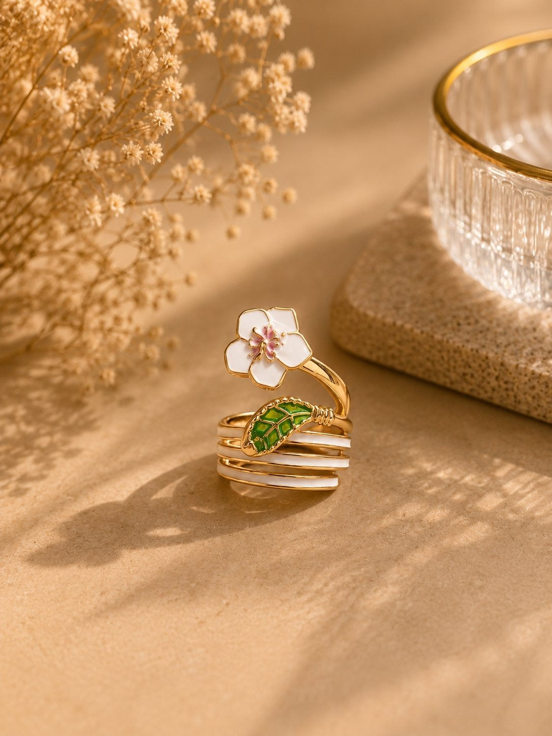 White Blossom Wrap Ring