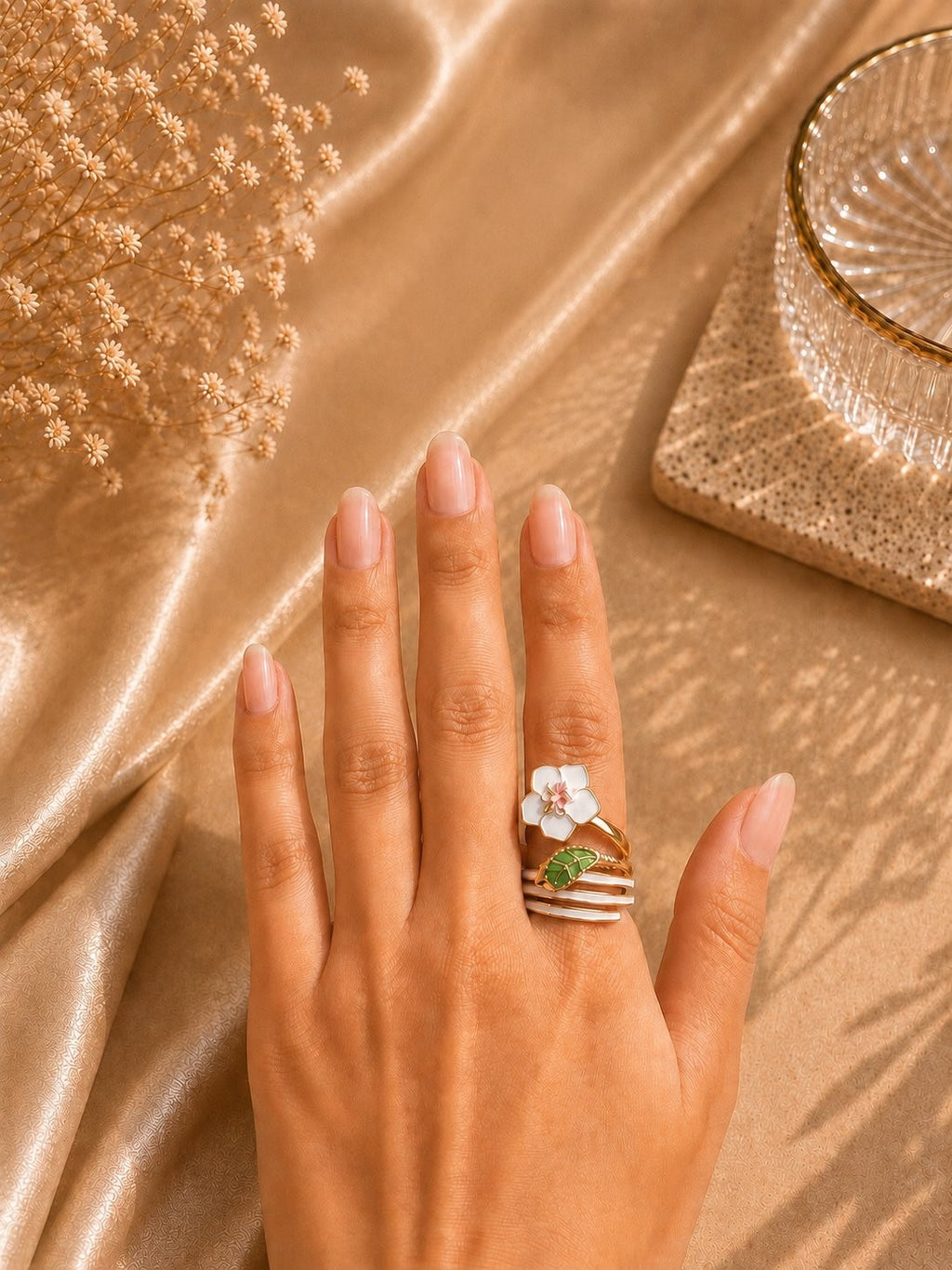 White Blossom Wrap Ring