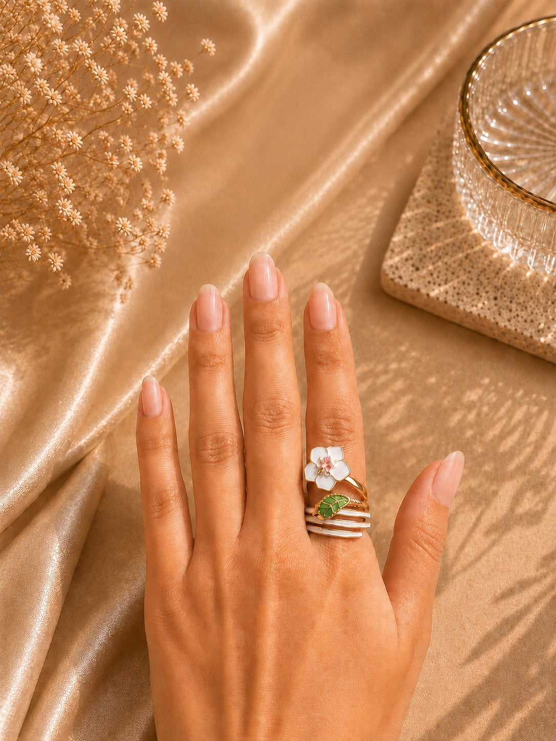 White Blossom Wrap Ring