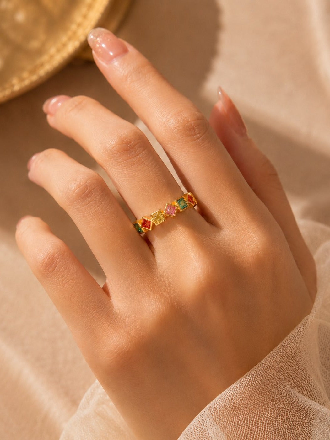 Rainbow Crystal Band Ring