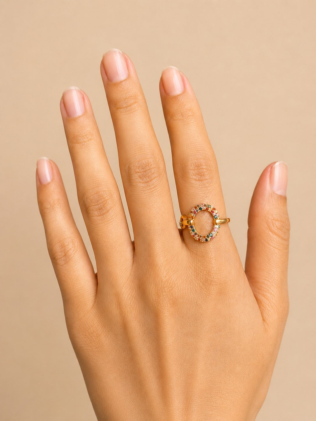 Rainbow Oval Circle Ring