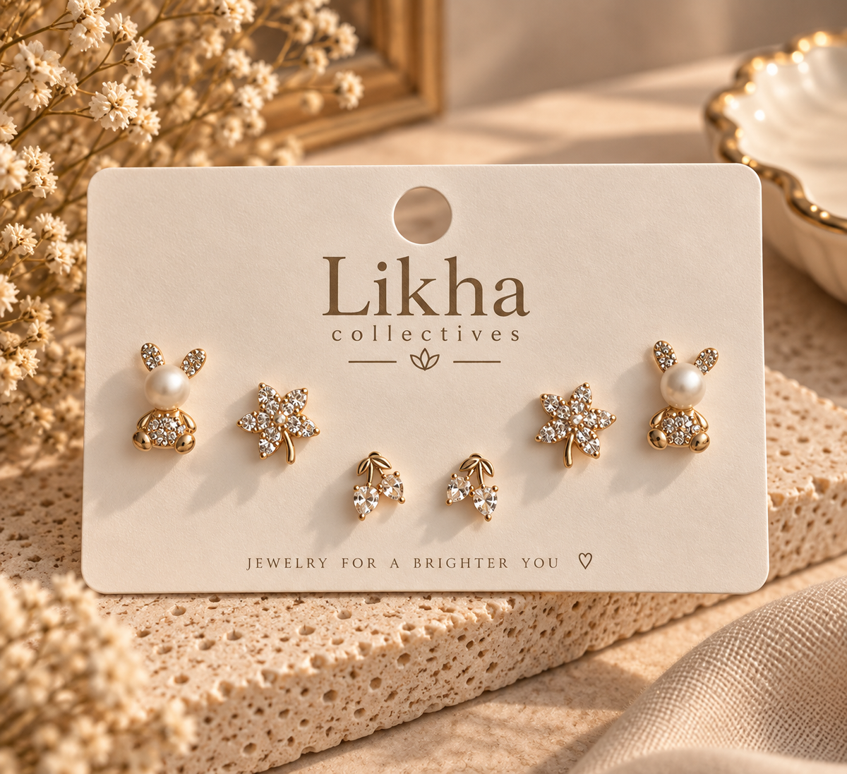 Bunny Blossom Stud Earring Set
