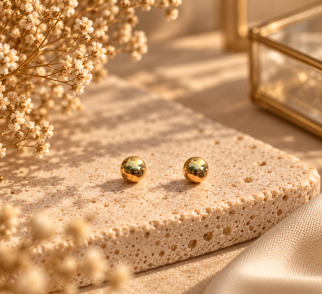 Classic Golden Ball Stud Earrings
