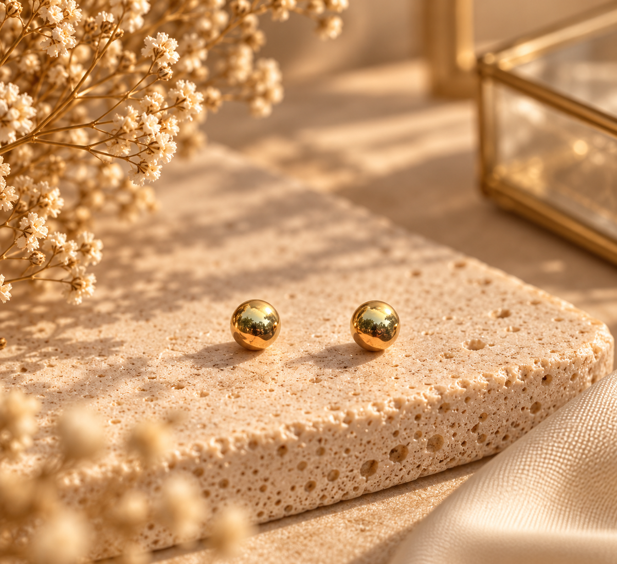 Classic Golden Ball Stud Earrings