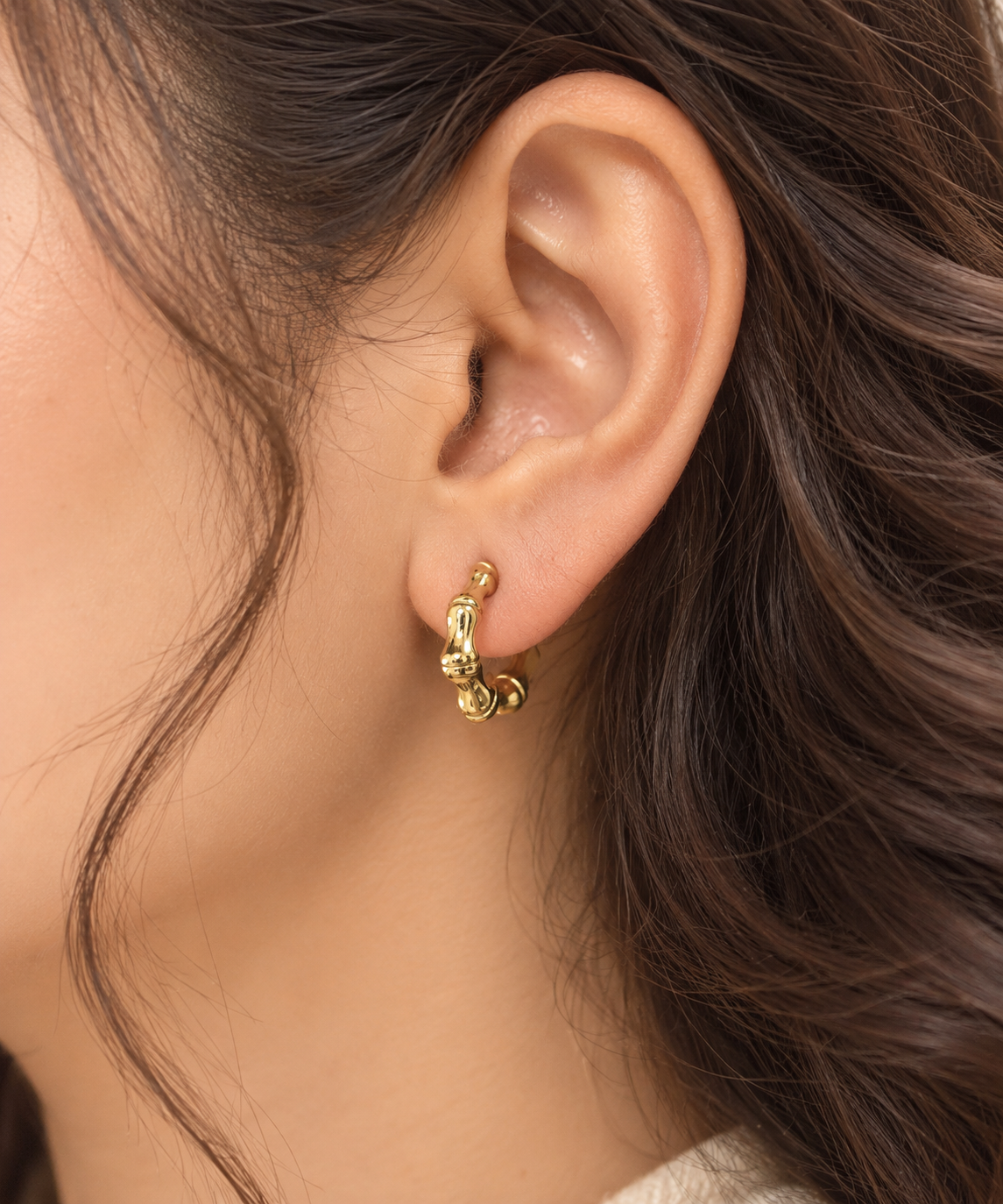 Golden Bamboo Hoop Earrings