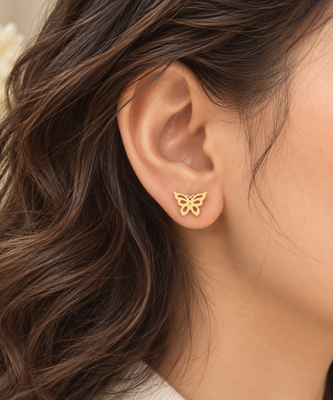 Golden Butterfly Stud Earrings