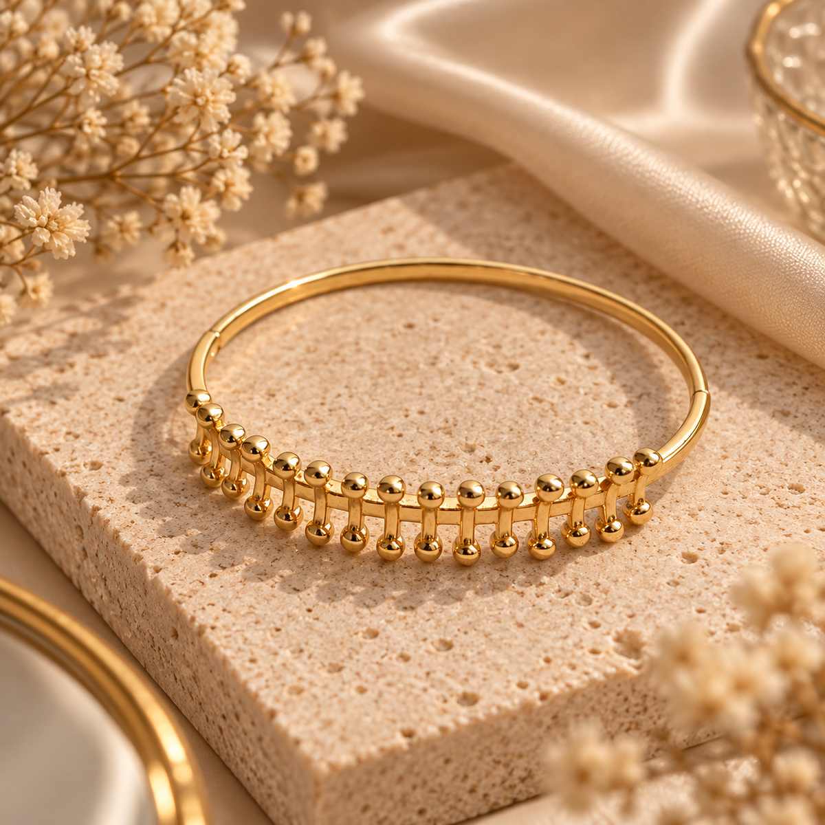 Golden Beaded Fringe Bangle