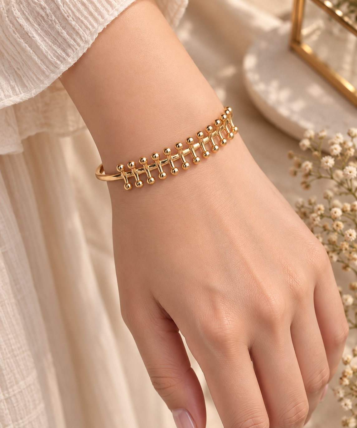 Golden Beaded Fringe Bangle