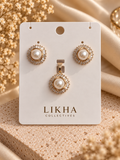 Pearl Halo Pendant Set