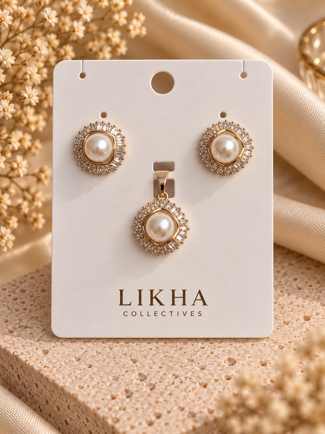 Pearl Halo Pendant Set