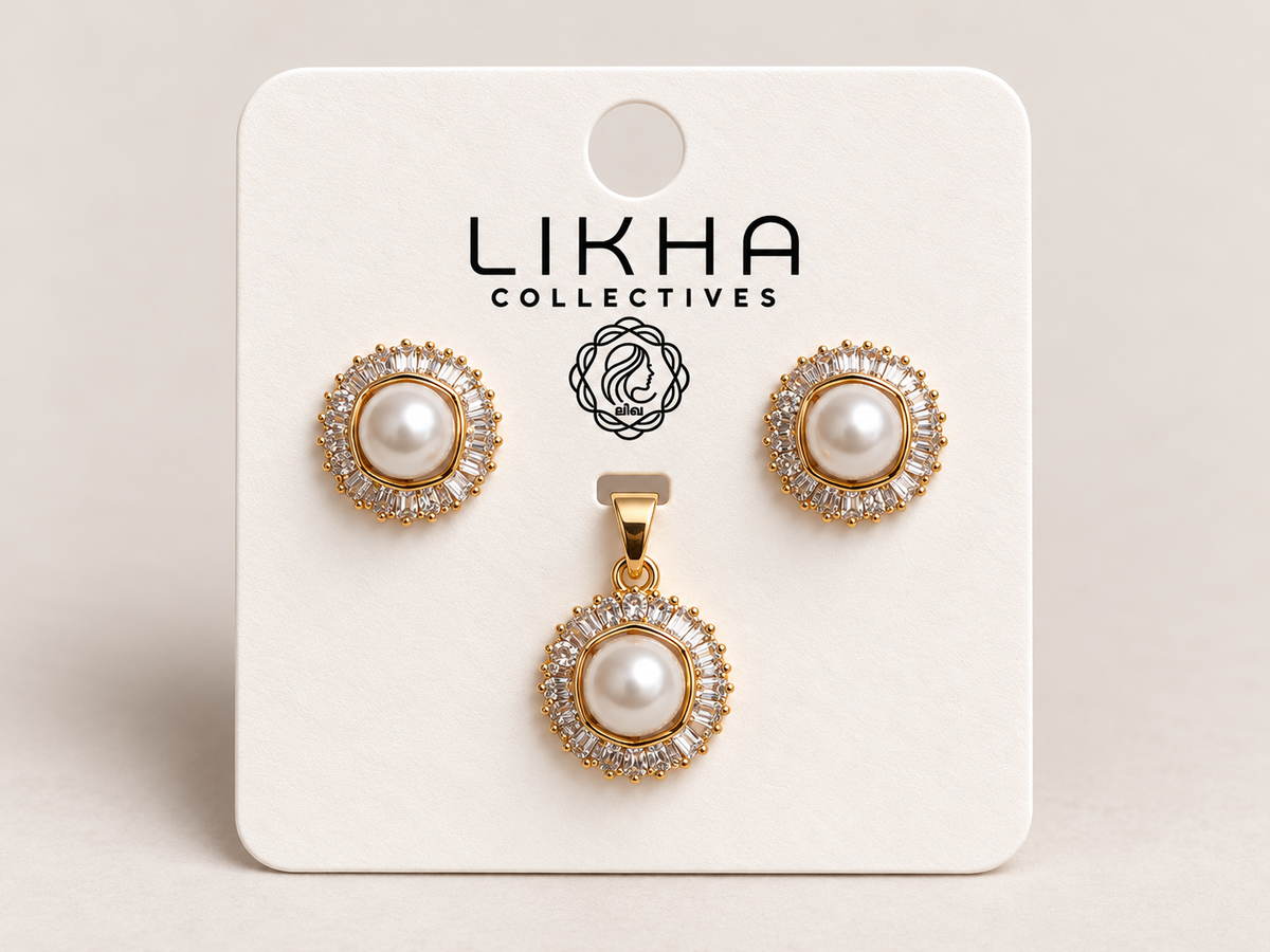 Pearl Halo Pendant Set