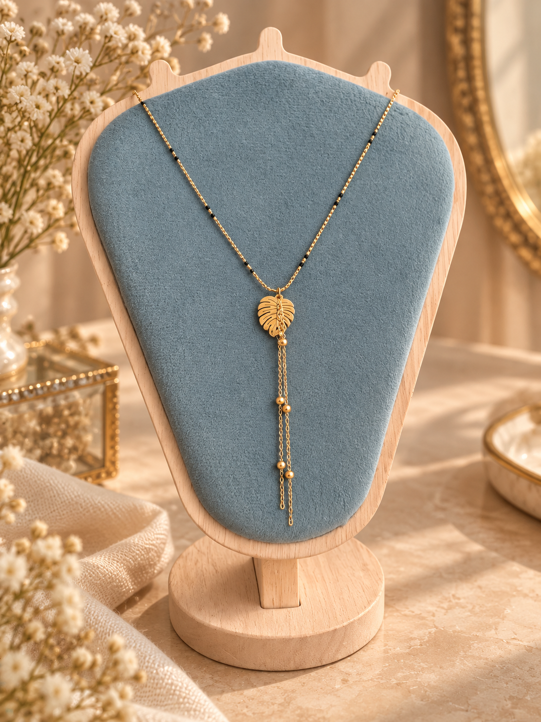 Golden Leaf Tassel Necklace