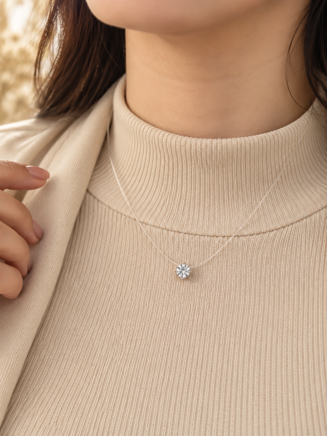 Invisible Solitaire Necklace
