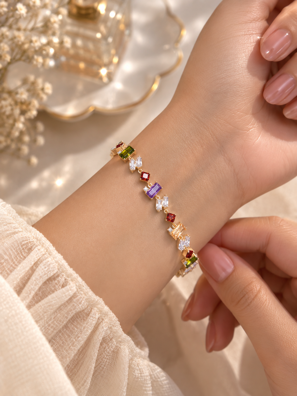 Rainbow Gemstone Tennis Bracelet