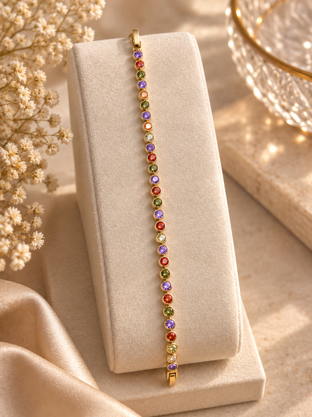 Rainbow Crystal Tennis Bracelet