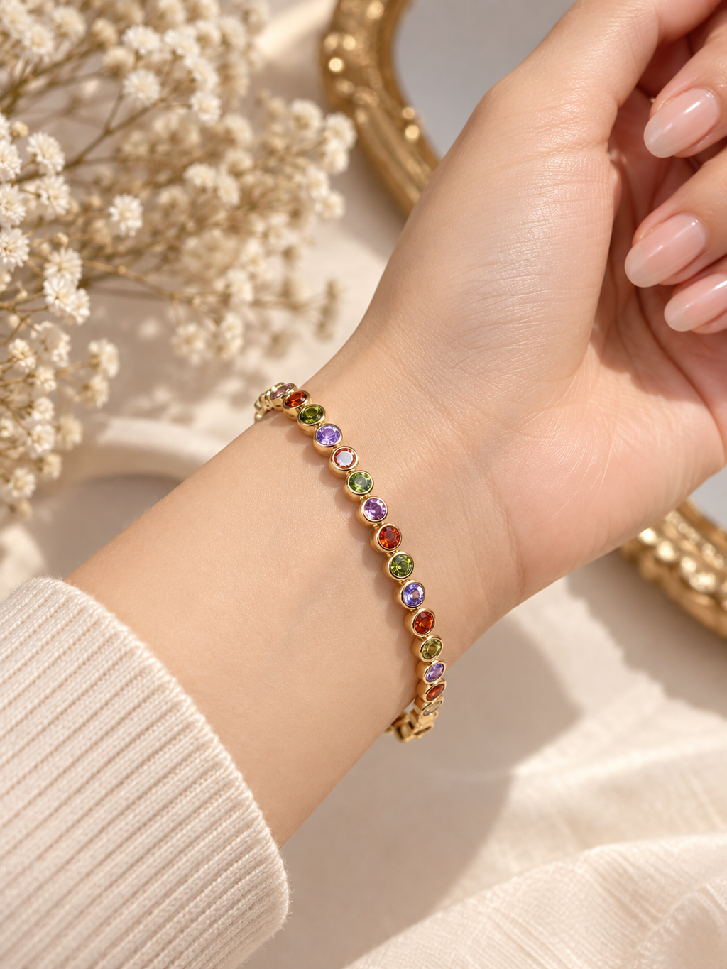 Rainbow Crystal Tennis Bracelet