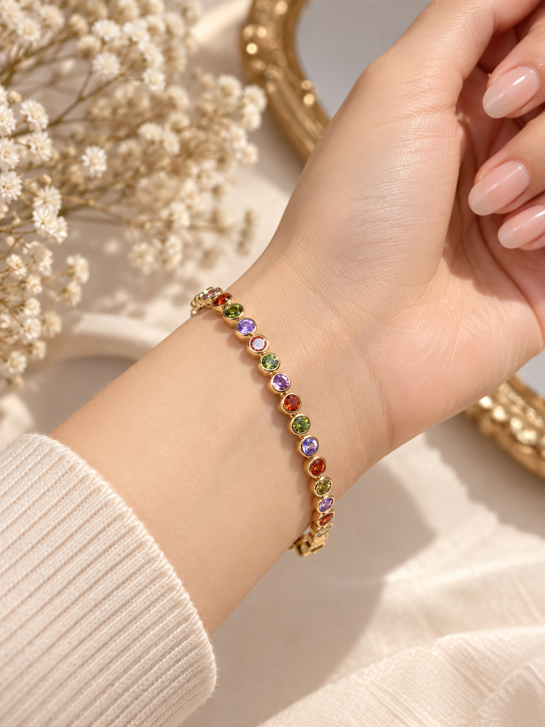 Rainbow Crystal Tennis Bracelet