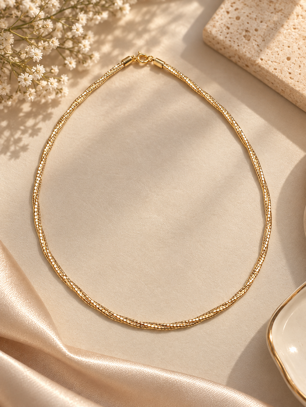 Twisted Gold Choker Necklace