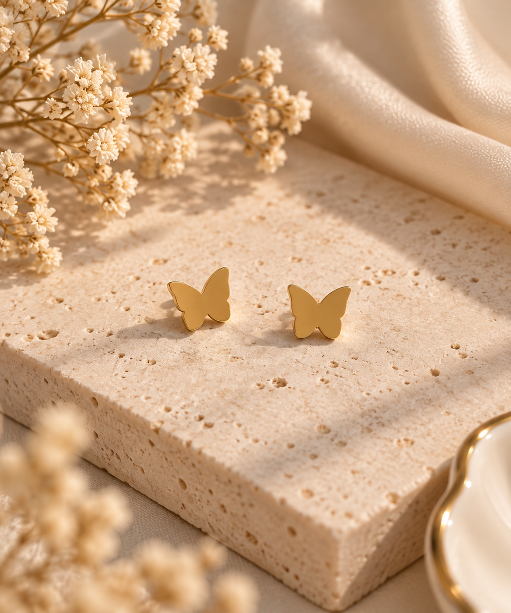 Golden Butterfly Stud Earrings