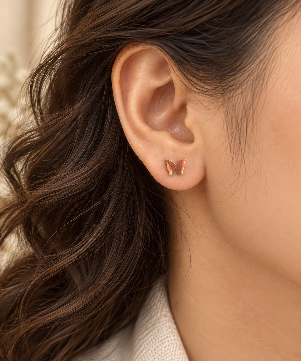 Golden Butterfly Stud Earrings