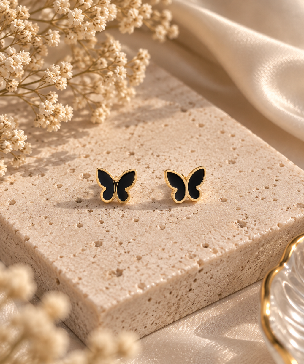 Black Butterfly Stud Earrings