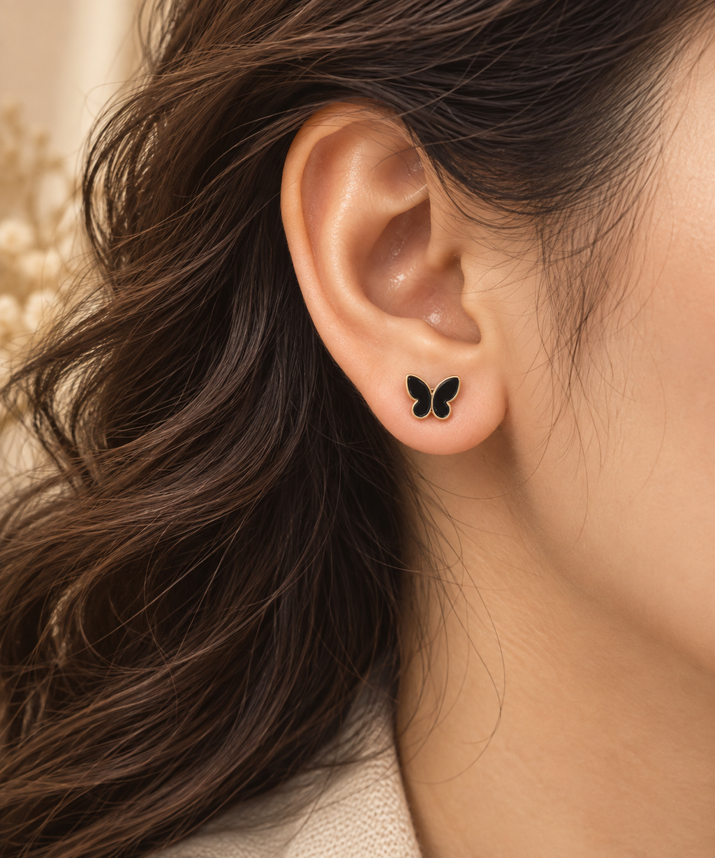 Black Butterfly Stud Earrings