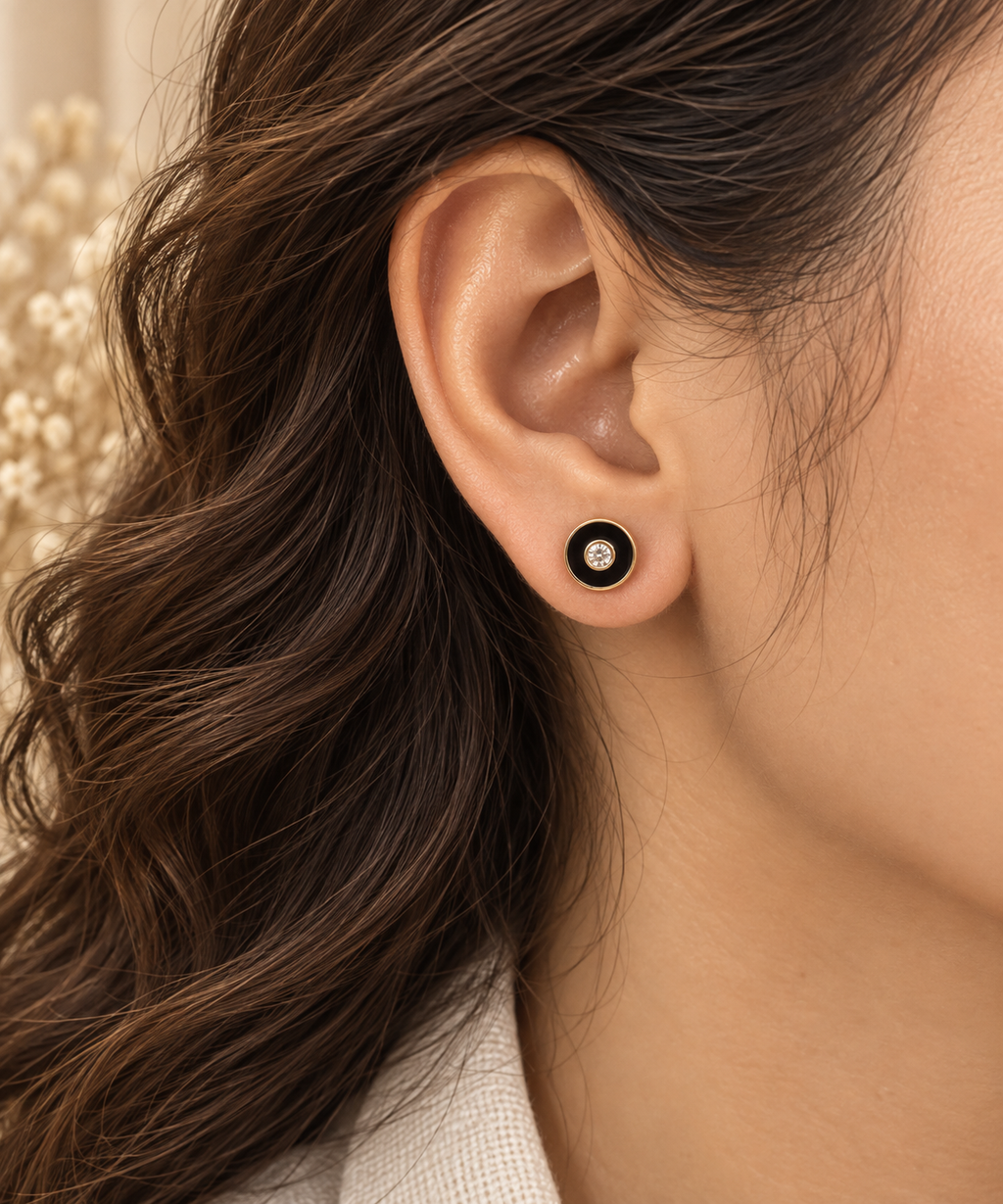 Black Halo Crystal Stud Earrings