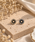 Black Halo Crystal Stud Earrings