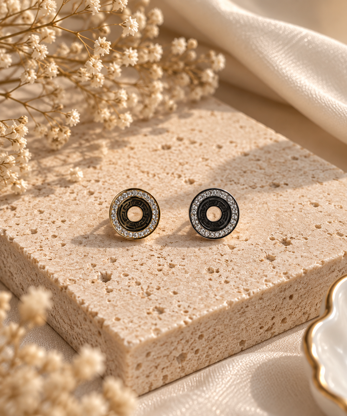 Black Halo Crystal Stud Earrings