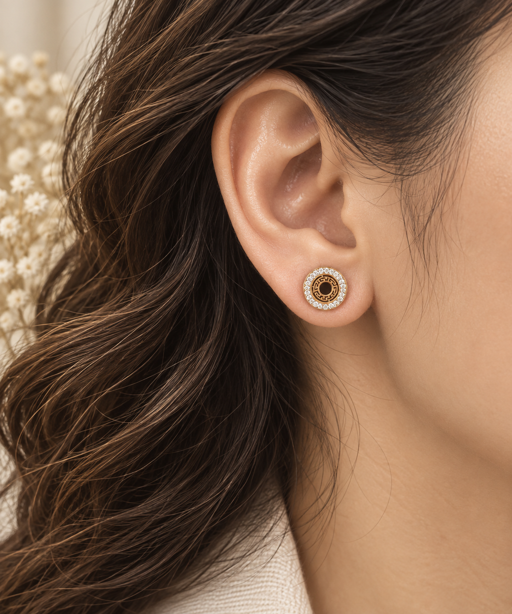 Black Halo Crystal Stud Earrings
