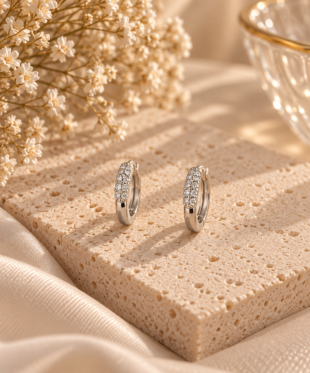Silver Huggie Hoop Earrings