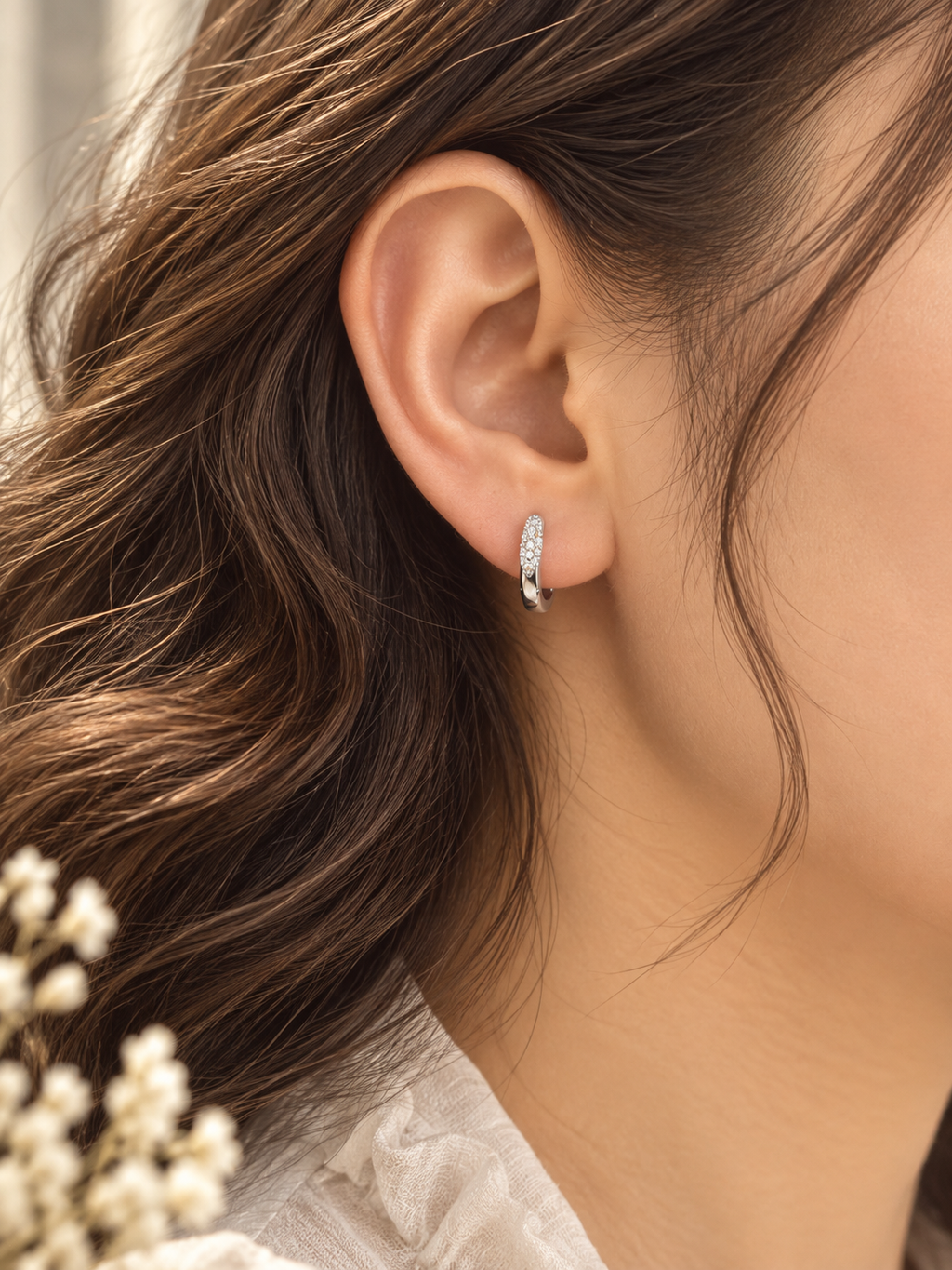 Silver Huggie Hoop Earrings