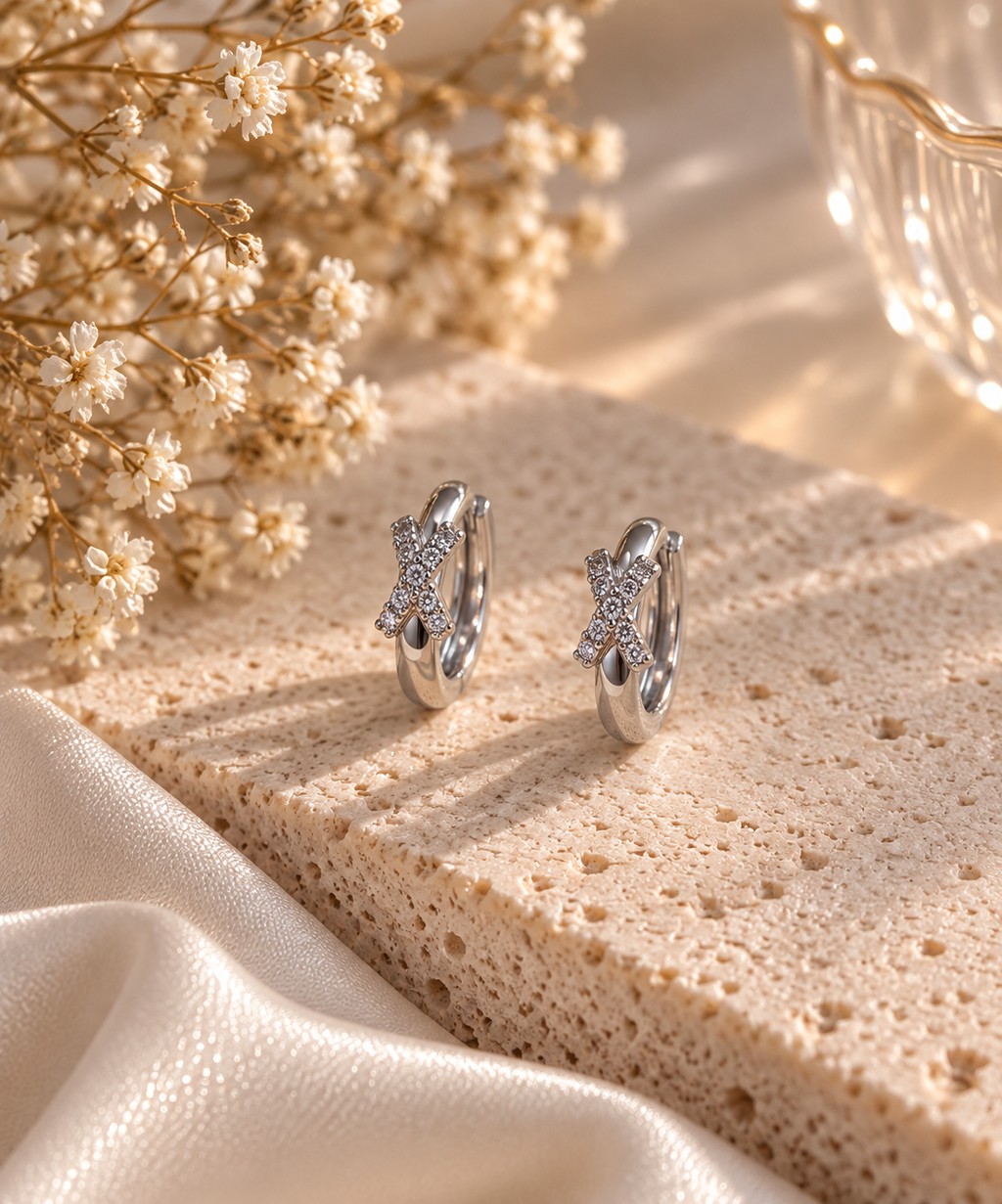 Crystal X Huggie Hoop Earrings