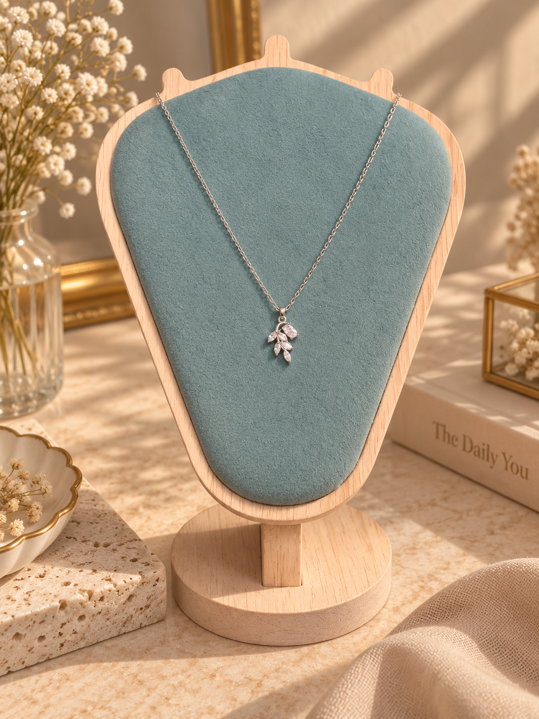 Crystal Leaf Pendant Necklace